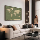 Vintage World Map Canvas Wall Art Print, Classic Global Map