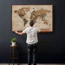 World Map Canvas Wall Art Print, Detailed Global Map Artwork