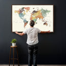 Framed World Map Wall Art Canvas Print for Living Room and by MyGreatCanvas | Canvas Wall Art Prints | Photo Prints & Wall Decor