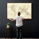 Colorful Watercolor World Map Canvas Wall Art – Framed