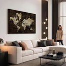 Blue World Map Canvas Wall Art – Framed Modern Travel Map