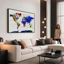 World Map Wall Art Canvas Print, Modern Decorative Framed