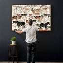 Wild Horses Wall Art Canvas Print - Abstract Farm Longhorn by MyGreatCanvas | Canvas Wall Art Prints | Photo Prints & Wall Decor