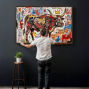 Texas Bull Wall Art Canvas Print, Abstract Graffiti Bull by MyGreatCanvas | Canvas Wall Art Prints | Photo Prints & Wall Decor