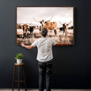 Texas Longhorn Cattle Wall Art Canvas Print, Sepia Western by MyGreatCanvas | Canvas Wall Art Prints | Photo Prints & Wall Decor