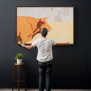Minimal Longhorn Bull Wall Art Canvas Print, Neutral Western by MyGreatCanvas | Canvas Wall Art Prints | Photo Prints & Wall Decor