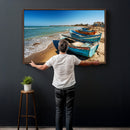 Coastal Fishing Boats Wall Art Canvas Print, Sunset Beach by MyGreatCanvas | Canvas Wall Art Prints | Photo Prints & Wall Decor