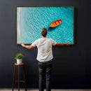 Minimalist Boat Wall Art Canvas Print, Aerial Sea Landscape by MyGreatCanvas | Canvas Wall Art Prints | Photo Prints & Wall Decor