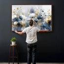 Large Abstract Flowers Wall Art Canvas Print – Gold and Blue by MyGreatCanvas | Canvas Wall Art Prints | Photo Prints & Wall Decor