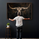 Vintage Longhorn Bull Wall Art Canvas Print – Rustic Western by MyGreatCanvas | Canvas Wall Art Prints | Photo Prints & Wall Decor