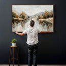 Neutral Abstract Lake Landscape Wall Art Canvas Print by MyGreatCanvas | Canvas Wall Art Prints | Photo Prints & Wall Decor
