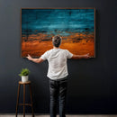 Teal Orange Abstract Wall Art Canvas Print Modern Large by MyGreatCanvas | Canvas Wall Art Prints | Photo Prints & Wall Decor