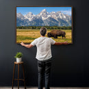 Bison in Mountain Landscape Wall Art Canvas Print – Western by MyGreatCanvas | Canvas Wall Art Prints | Photo Prints & Wall Decor