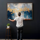 Blue Gold Abstract Large Framed Canvas Wall Art, Modern by MyGreatCanvas | Canvas Wall Art Prints | Photo Prints & Wall Decor