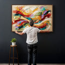 Geometric Abstract Wall Art Canvas Print, Orange Blue by MyGreatCanvas | Canvas Wall Art Prints | Photo Prints & Wall Decor