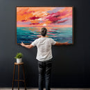 Bold Palette Knife Ocean Sunset Canvas — Orange Pink Teal by MyGreatCanvas | Canvas Wall Art Prints | Photo Prints & Wall Decor