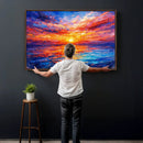 Colorful Knife Ocean Sunset Canvas — Orange Pink Teal by MyGreatCanvas | Canvas Wall Art Prints | Photo Prints & Wall Decor