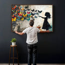 Banksy Butterfly Girl Wall Art Canvas Print, Framed Street by MyGreatCanvas | Canvas Wall Art Prints | Photo Prints & Wall Decor