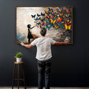 Banksy Graffiti Butterfly Girl Wall Art Canvas Print, Framed by MyGreatCanvas | Canvas Wall Art Prints | Photo Prints & Wall Decor