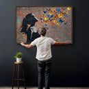 Urban Banksy Butterfly Girl Wall Art Canvas Print, Framed by MyGreatCanvas | Canvas Wall Art Prints | Photo Prints & Wall Decor