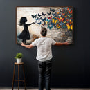 Banksy Butterfly Girl Wall Art Canvas Print, Framed Street by MyGreatCanvas | Canvas Wall Art Prints | Photo Prints & Wall Decor