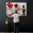 Girl Graffiti Wall Art Canvas Print, Red Balloon Heart by MyGreatCanvas | Canvas Wall Art Prints | Photo Prints & Wall Decor