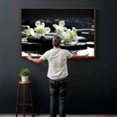Plumeria Frangipani Black Stone Canvas | White Flower Spa by MyGreatCanvas | Canvas Wall Art Prints | Photo Prints & Wall Decor