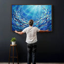 School of Fish Canvas Print | Blue Ocean Underwater Wall Art by MyGreatCanvas | Canvas Wall Art Prints | Photo Prints & Wall Decor