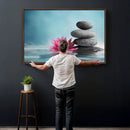 Zen Canvas Wall Art Lotus Flower Stacked Stones Teal Spa by MyGreatCanvas | Canvas Wall Art Prints | Photo Prints & Wall Decor