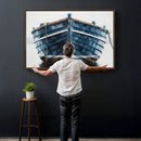 Blue Wooden Rowboat Canvas Wall Art, Coastal Nautical Boat Painting Print for Lake Beach House Decor, Minimalist Maritime Decor Artwork by MyGreatCanvas | Canvas Wall Art Prints | Photo Prints & Wall Decor