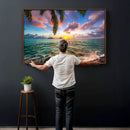 Hawaii Beach Sunset Canvas Wall Art Print, Tropical Ocean Landscape Artwork, Palm Tree Coastal Decor for Living Room Bedroom by MyGreatCanvas | Canvas Wall Art Prints | Photo Prints & Wall Decor