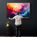 Colorful Abstract Canvas Wall Art Print, Vibrant Popup Color Art Print