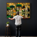 Gustav Klimt Golden Cityscape Wall Art Canvas Print,