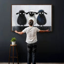 Funny Sheep Canvas Wall Art, Three Quirky Sheep Painting Print, Cute Animal Nursery Decor, Black White Navy Farmhouse Art, Kids Room Gift by MyGreatCanvas | Canvas Wall Art Prints | Photo Prints & Wall Decor