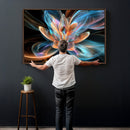 Fractal Lotus Canvas Wall Art, Blue Orange Glowing Flower Abstract Print, Modern Zen Meditation Room Decor, Ethereal Digital Art, Living Room by MyGreatCanvas | Canvas Wall Art Prints | Photo Prints & Wall Decor