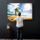 Tropical Beach Canvas Wall Art, Palm Tree Ocean Photo Print, Coastal Living Room Decor, Turquoise Sea Beach House Art, Summer Wall Art by MyGreatCanvas | Canvas Wall Art Prints | Photo Prints & Wall Decor