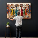 African Folk Art Canvas Wall Art, Colorful African Women Village Painting Print, Tribal Ethnic Home Decor, Vibrant African Art, Living Room by MyGreatCanvas | Canvas Wall Art Prints | Photo Prints & Wall Decor