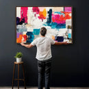 Blue Teal Abstract Canvas Wall Art, Modern Textured Painting Print, Navy Orange White Contemporary Art, Neutral Living Room Decor, Office Art by MyGreatCanvas | Canvas Wall Art Prints | Photo Prints & Wall Decor