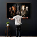 Horse Wall Art Canvas Print, Wild Horses Portrait Photography, Dramatic Equestrian Decor, Black Brown White Horse Herd, Rustic Ranch Art by MyGreatCanvas | Canvas Wall Art Prints | Photo Prints & Wall Decor