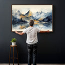 Lake Abstract Mountain Wall Art Canvas Print