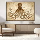 Sepia Octopus Wall Art Abstract Animal Canvas Print