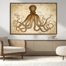 Sepia Octopus Wall Art Abstract Animal Canvas Print