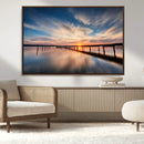 Wooden Pier on Seascape and Sunset Wall Art Canvas Print by MyGreatCanvas | Canvas Wall Art Prints | Photo Prints & Wall Decor