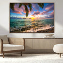 Framed Tropical Sunset Art Canvas Print