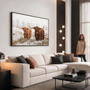 Longhorn Cattle Wall Art Canvas Print, Framed Farmhouse