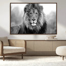 Black and White Lion Canvas Wall Art – Animal Print Artwork