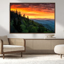 Forest Landscape Wall Art Sunset Canvas, Forest Sunset