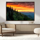 Forest Landscape Wall Art Sunset Canvas, Forest Sunset