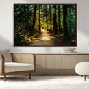 Sunlit Forest Pathway Canvas Print | 3 Panel Large Nature by MyGreatCanvas | Canvas Wall Art Prints | Photo Prints & Wall Decor