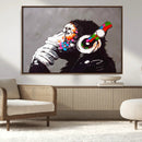 Dj Monkey Listening to Music Wall Art Print | Banksy Monkey by MyGreatCanvas | Canvas Wall Art Prints | Photo Prints & Wall Decor